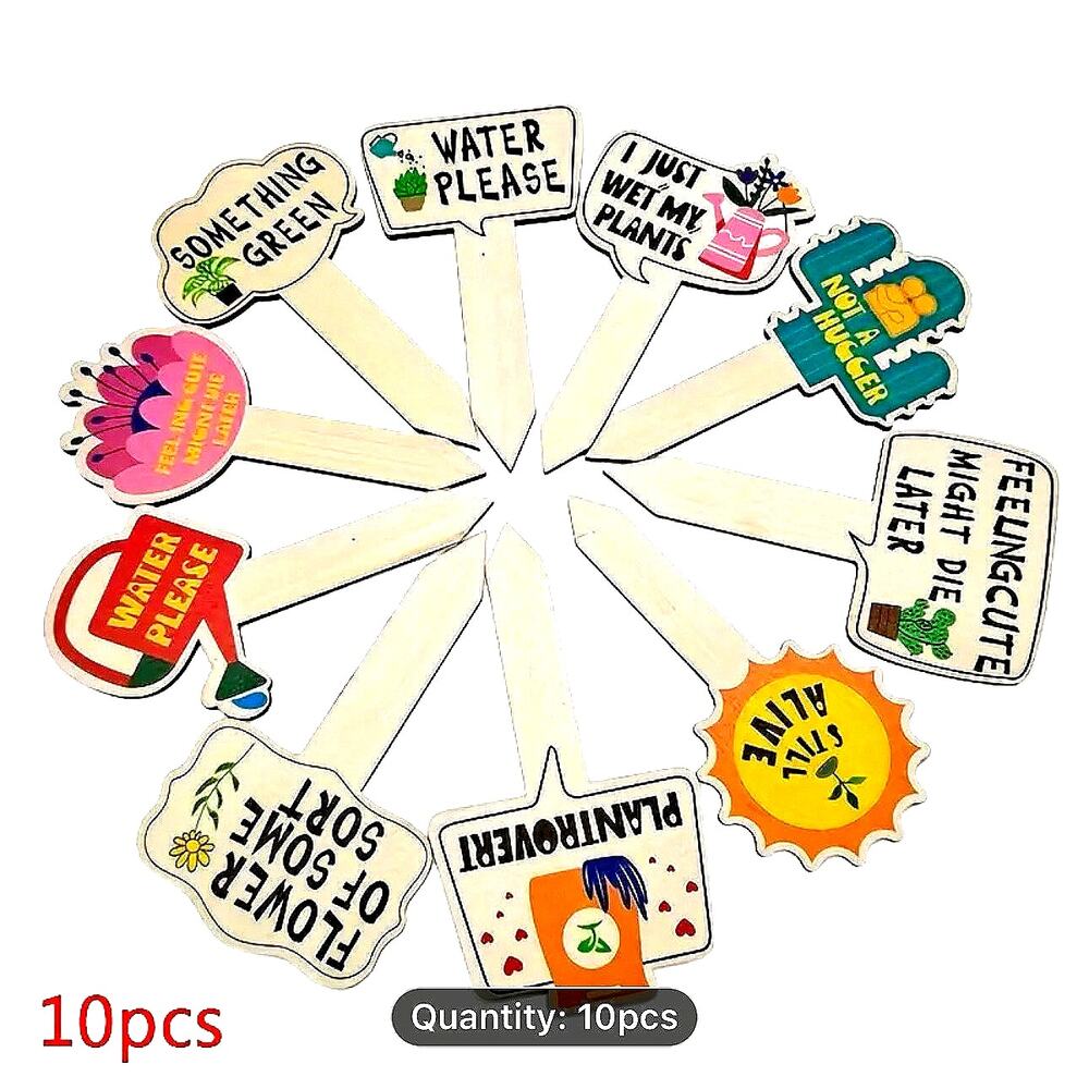 Colorful Wooden Plant Stakes Waterproof Labels 10 pcs